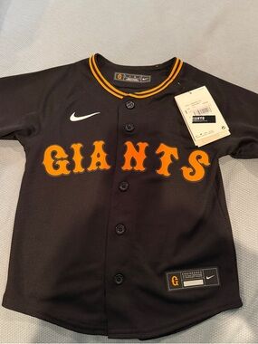 Nike Kids Black & Orange Tokyo Giants Button Jersey NWT